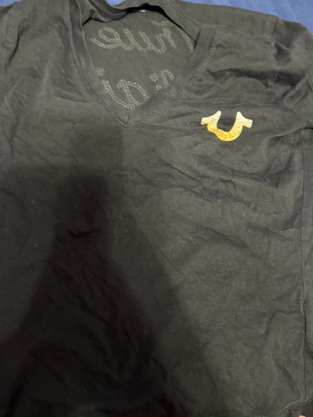 True Religion Black Tee with White Logo Print